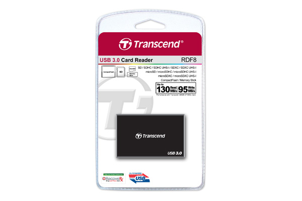 Đầu đọc thẻ nhớ USB 3.0 Transcend RDF8K Card Reader đen black